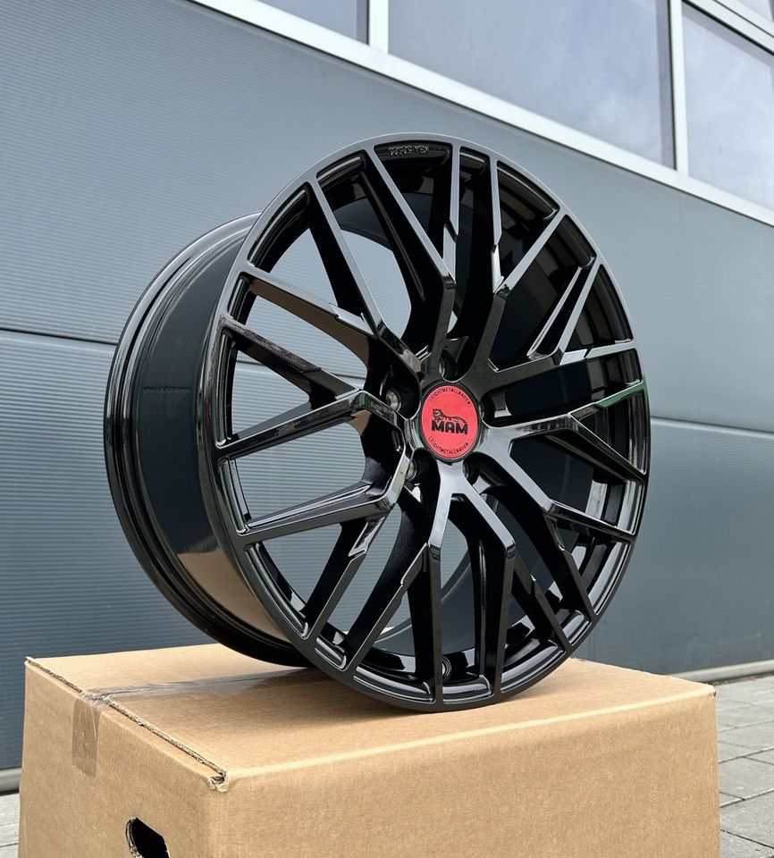 MAM RS4 18 Zoll Sommerräder für Audi A6 S6 A7 S7 A8 4E Q3 SQ3 4G 4G1 C7 8U 8U1 A4 B8 B9 C6 4F Allroud Felgen Reifen Räder schwarz Performance Sommerreifen ABE sline s line 5x112 TDI Kompletträder in Neckarsulm