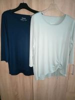 2x Shirt Gina (Ernstings) dunkelblau+grün Modal Gr.50/52 Sachsen-Anhalt - Halle Vorschau