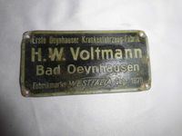 Plakette, Fahrzeugplakette,VOLTMANN Krankenfahrzeuge Fabrik Niedersachsen - Lüneburg Vorschau