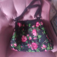 Retro ❤ Tasche Schwarz pink Stoff Blumen Sixties Münster (Westfalen) - Centrum Vorschau