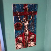 Gemälde signiert Bild Jesus Christus Kreuzigung Kunst 60er INRI Köln - Nippes Vorschau