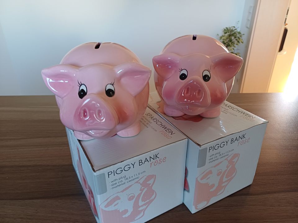 Glücksschwein Spardose Schwein gross Neu Keramik Sparschwein in Hohenwart