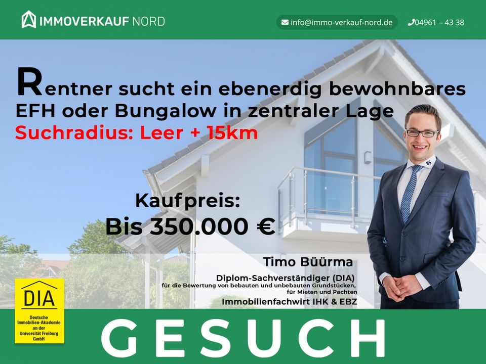 Ebenerdig bewohnbares Einfamilienhaus/Bungalow in zentraler Lage in Leer (Ostfriesland)