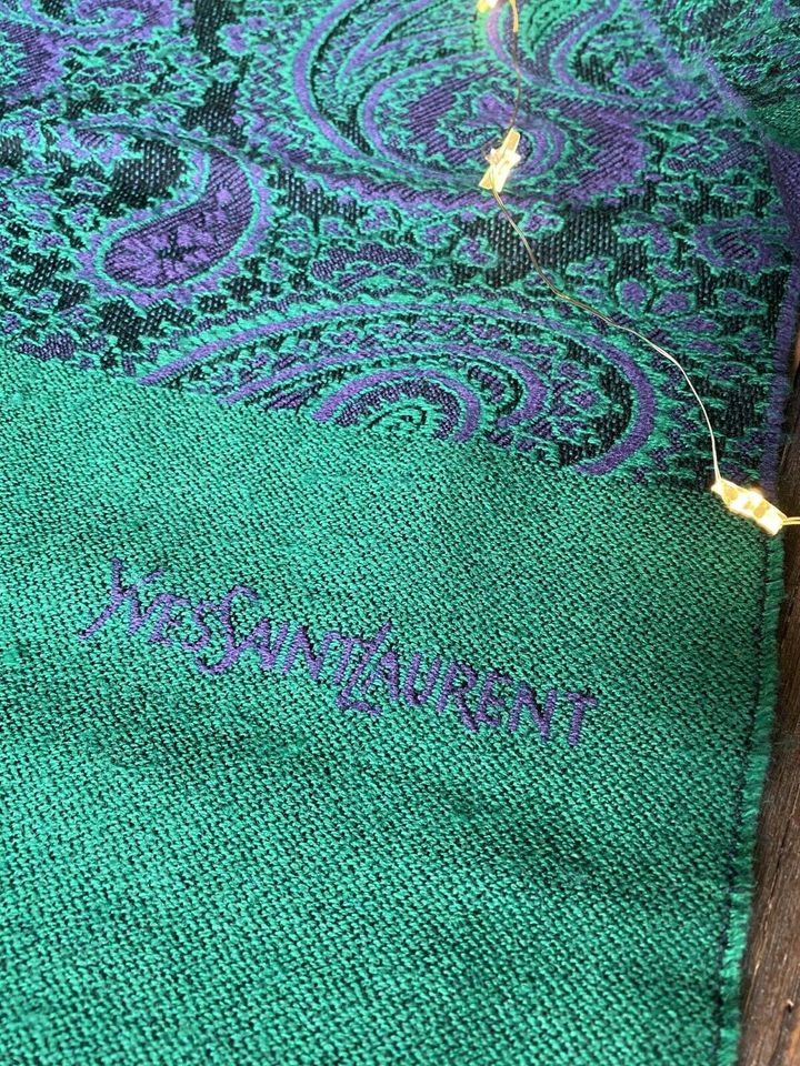 Yves Saint Laurent Schal St. Scarf Grün/ Lila Designer Vintage in Pulheim