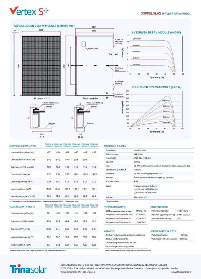 Trina 445W Solarmodule schwarz in Augsburg