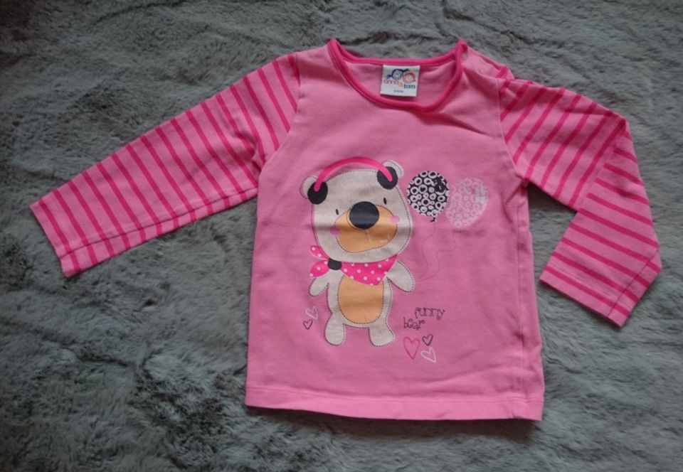 Set Langarmshirt pink weiß blau Bär Waschbär Mädchen Gr. 86 in Rühen