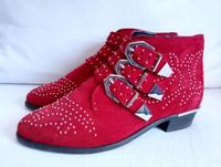 Bronx Damen Stiefeletten Ankleboots, rot Nieten/Schnallen, Gr. 38 Hannover - Mitte Vorschau