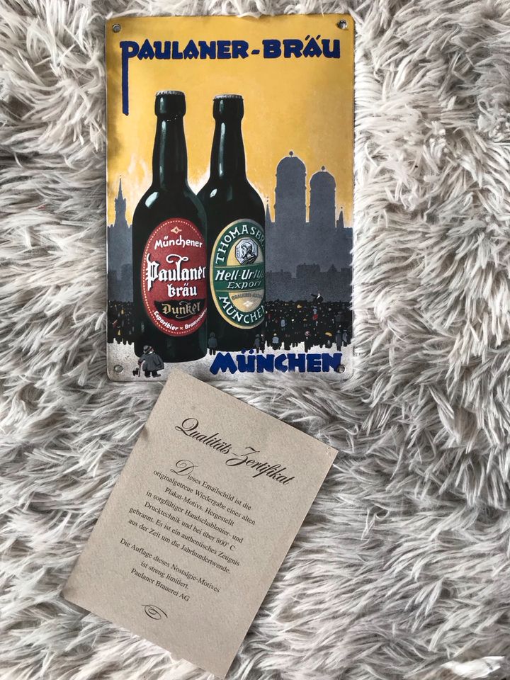 PAULANER Schild (aus Emaille / f. Sammler) - Mit Zertifikat - TOP in München