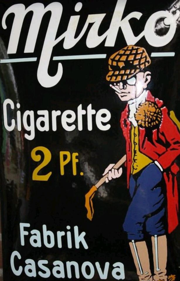 SUCHE Mirko Cigarette / Casanova Hund Emailschild Emailleschild in Würzburg