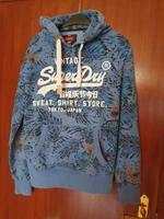 SuperDry XL Herren Kapuzen-Pullover Hoodie blau all-over Print fl Nordrhein-Westfalen - Alpen Vorschau