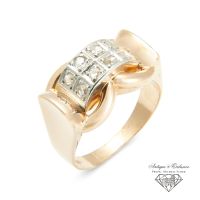 18K 750 Rose Gold 0,30 Ct Diamant Art Deco Jugendstil Ring RG 58 weihnachten Damen Geschenk Versand Händler echtschmuck Rheinland-Pfalz - Igel Vorschau