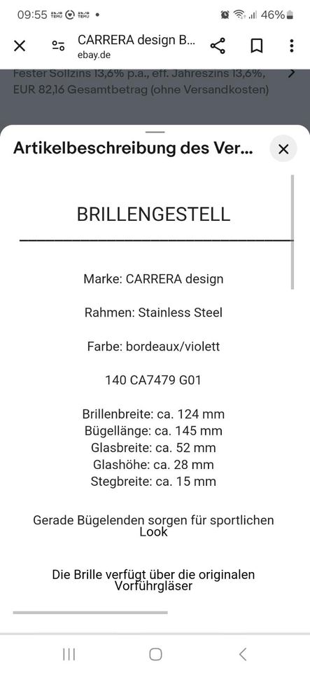 Porsche Carrera Brille Blau - Metallic, neu in Sonsbeck