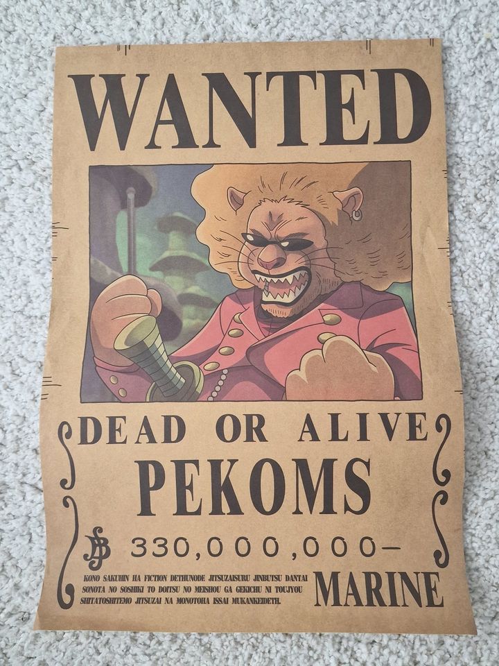 One Piece Poster WANTED PEKOMS, Ca. 36cm Höhe, ca. 25,5 cm Breite in Recklinghausen