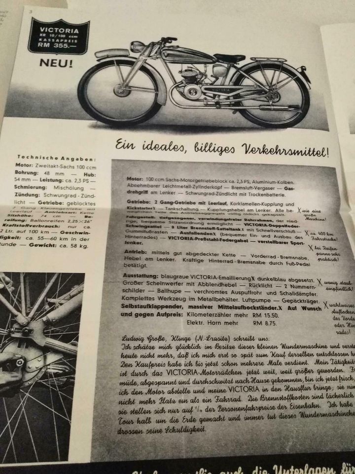 Victoria Motorrad - Prospekt 1937 in Offenbach