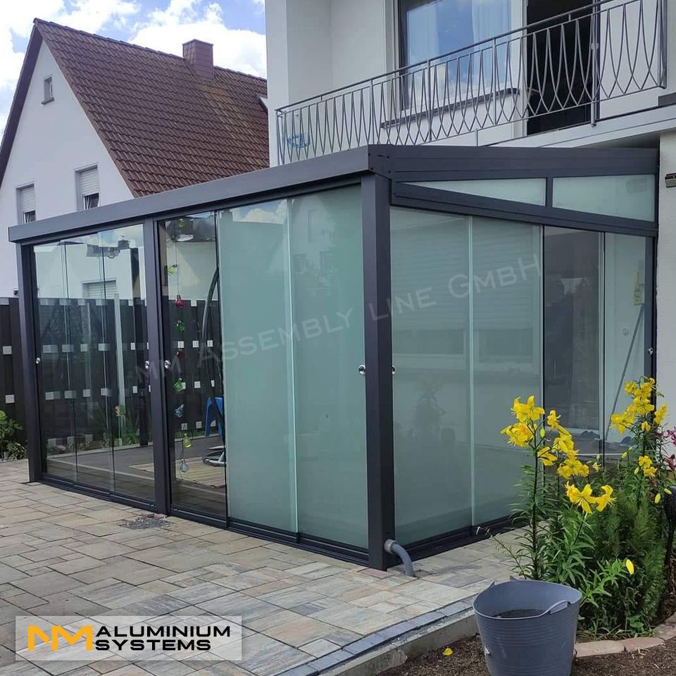 Glasschiebewand Glaswand Glasschiebetür Terrasse 2,2 m x 2,3 m in Nauheim