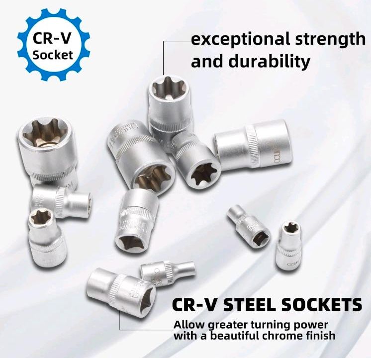 CCLIFE Steckschlüssel, 3/8 Antrieb, aus Chrom Vanadium Stahl