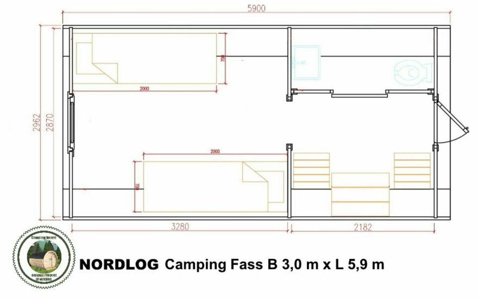 NordLog CAMPINGFASS 3,0 x 5,9m (Innenwand) CAMPINGHAUS GARTENHAUS in Weil der Stadt