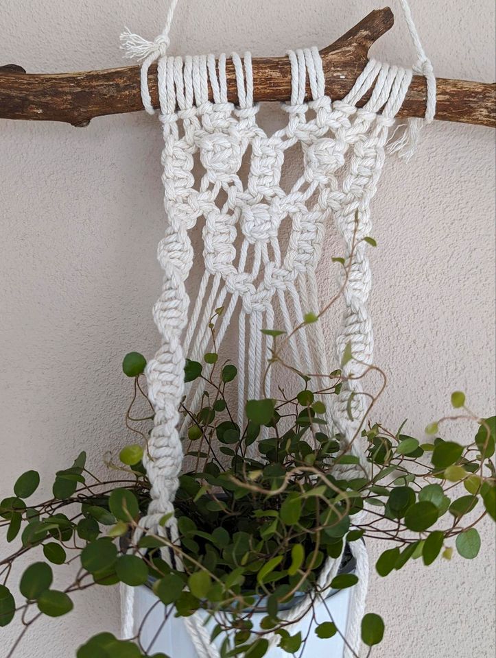 Wand Blumenampel Makramee Boho Handarbeit Wandbehang in Moringen