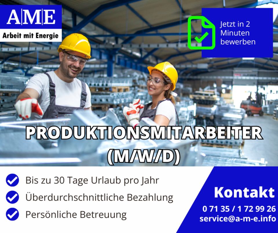 Produktionsmitarbeiter (m/w/d) Ab 15€ / Std. in Brackenheim
