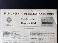 Werkstattanleitung Schaltbild Telefunken Caprice 1051 Hessen - Friedrichsdorf Vorschau