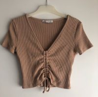 Pull & Bear - Damen Shirt - Rippqualität - beige/braun - Gr. M Sachsen - Pesterwitz Vorschau