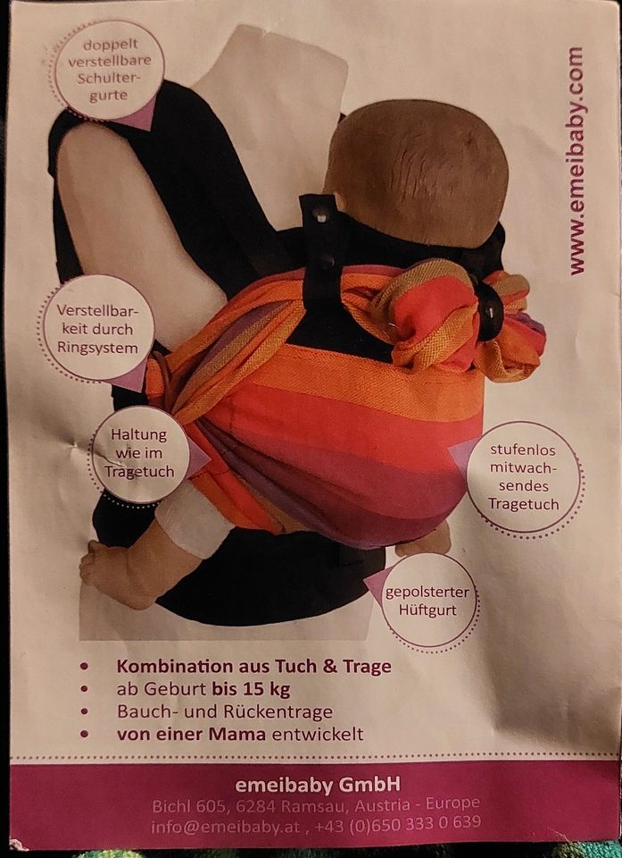 emeibaby Babytrage, 2 in 1 Tuch & Trage, ab 3 kg KGW, grün-blau-s in Kiel