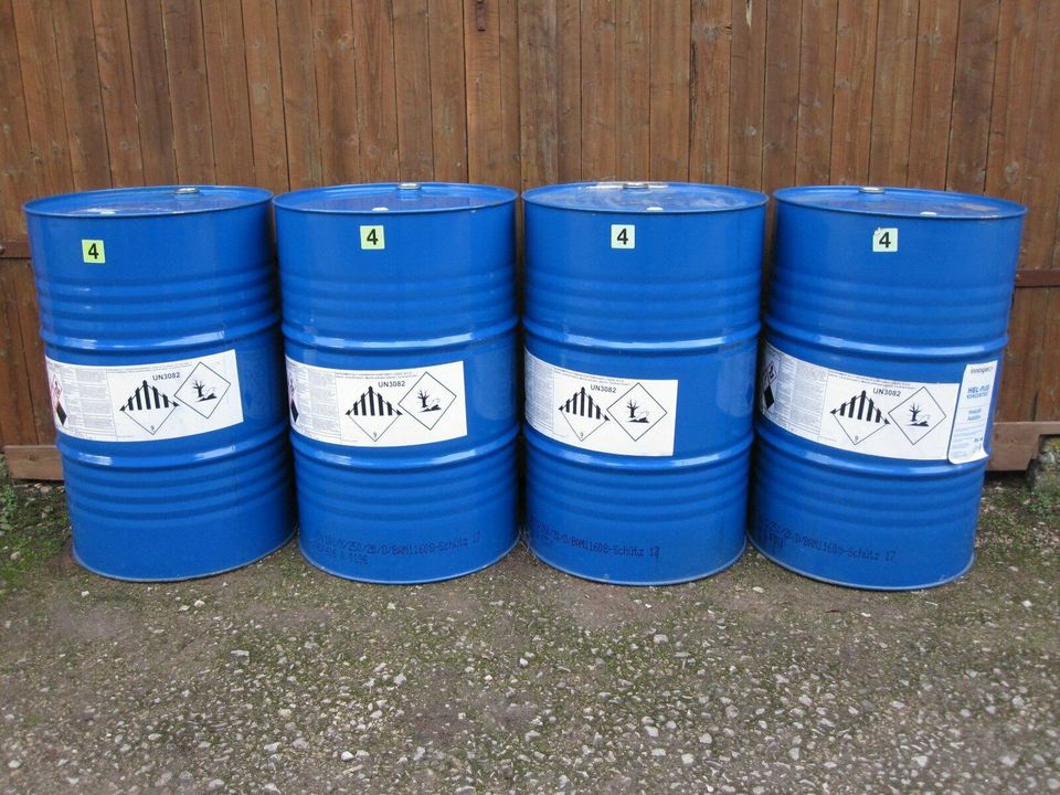 200L Fass blau, Ölfass, Garagenfass, Feuertonne, Tonne, Tisch in Waldeck