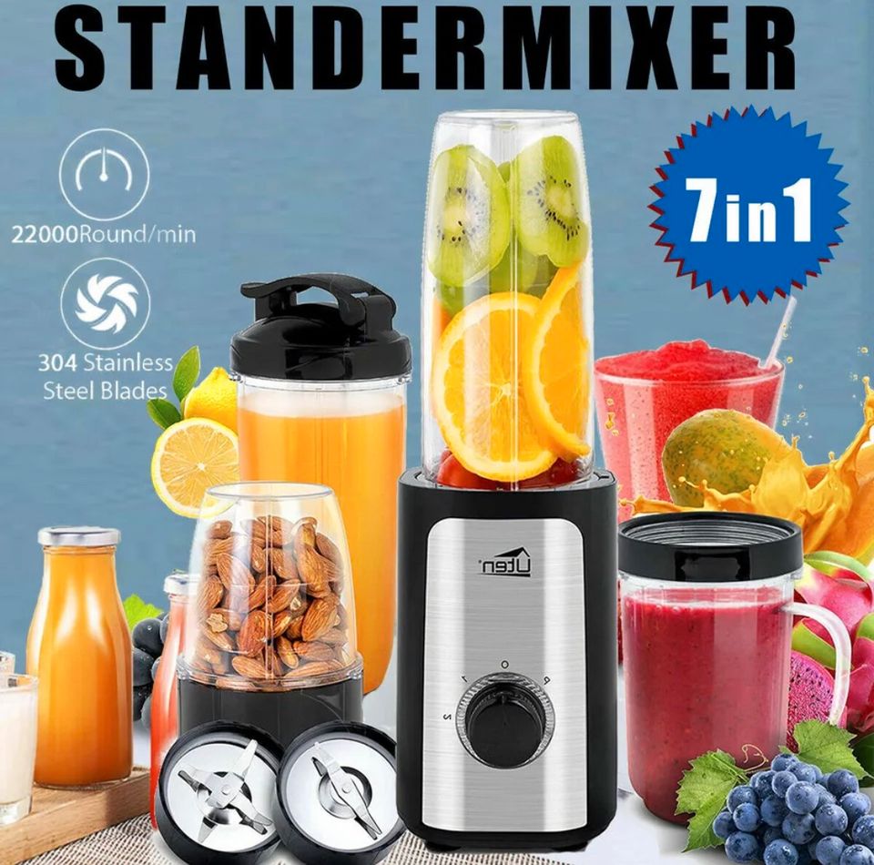 7 in 1 Standmixer Smoothie Maker Mixer Milchshaker Edelstahl in Bebra