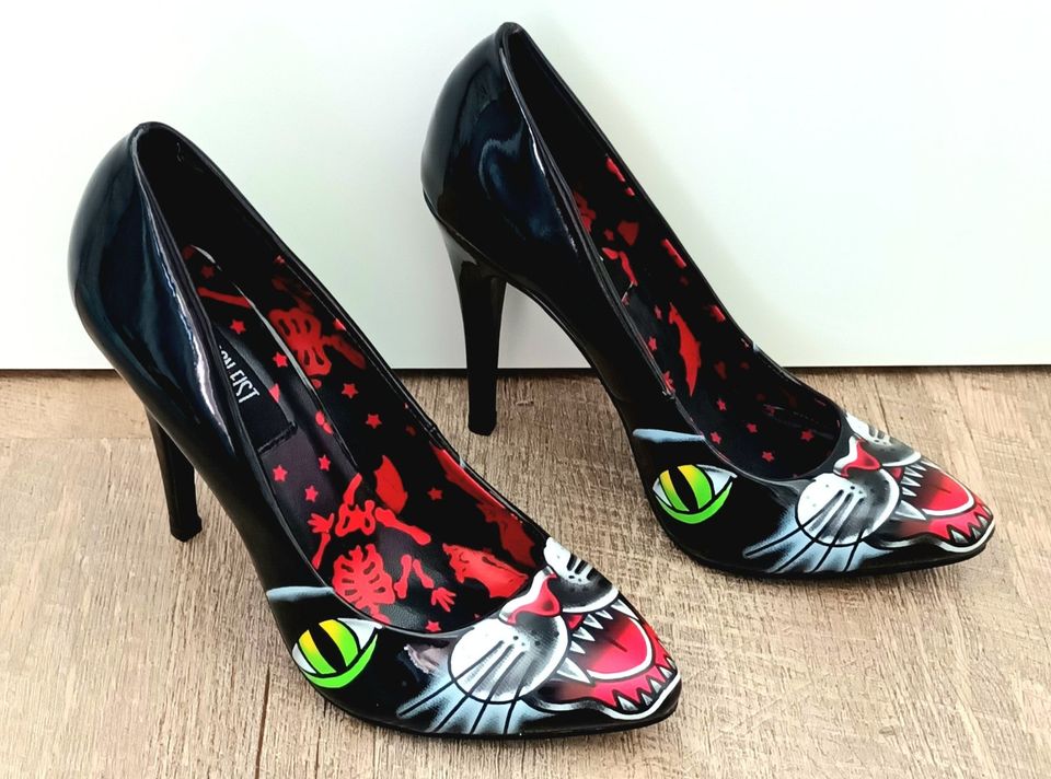 Schöne Iron First Bad Cat Hell Kitty High Heels/Pumps 38 NEU! in Quickborn