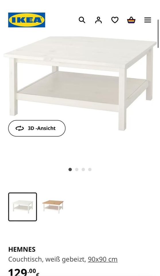 IKEA Hemnes Couchtisch weiß 90x90cm in Potsdam