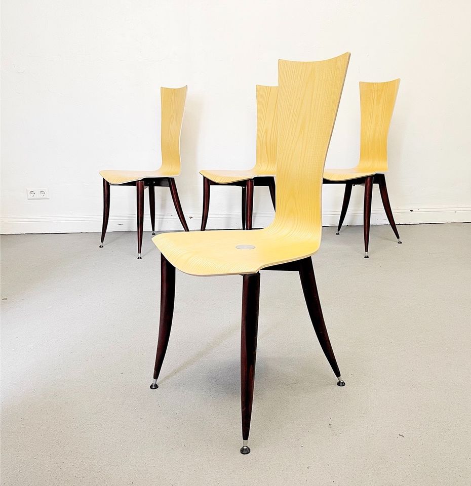 4er Set seltene Italienische Schalen Stühle Holz Mahagoni Chair in Berlin
