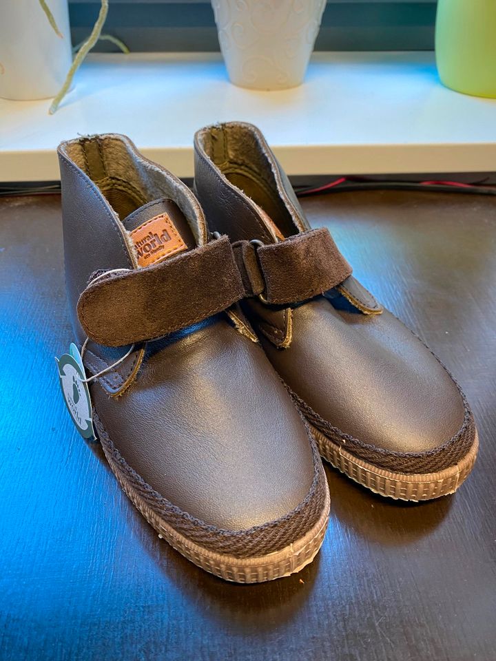 Natural World Marron gefütterter Lederschuh Übergang Gr 32 NEU in Zwickau