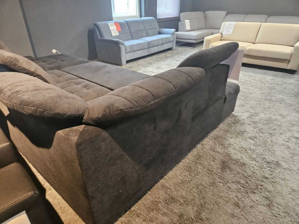 NEU XXL Wohnlandschaft Couch Bettfunktion + Kasten anthrazit %%% in Borken