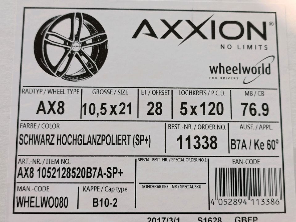 4x NEUE Felgen 21 Zoll, 5x120 10.5x21 ET28 BMW in Kastl