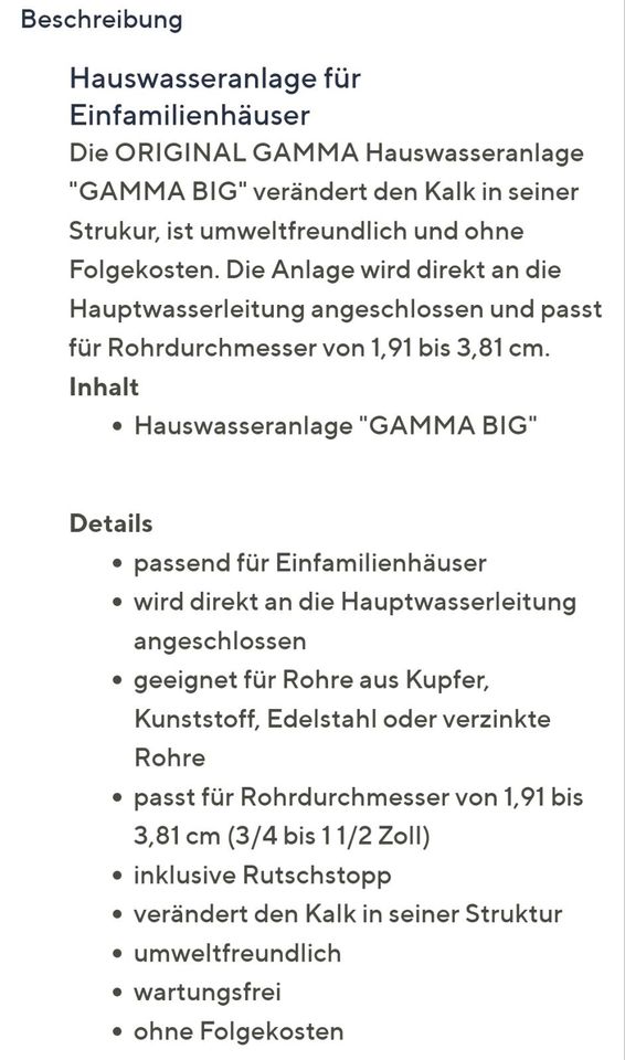 GAMMA BIG Hauswasseranlage gegen Kalk Einfamilienhaus in Köln