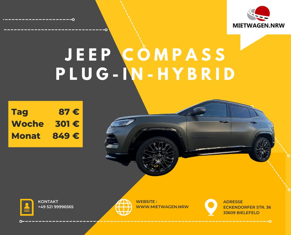 Geländewagen, Jeep Compass 4xe für 849€/Monat, Mietwagen, Autovermietung, Leihwagen in Bielefeld