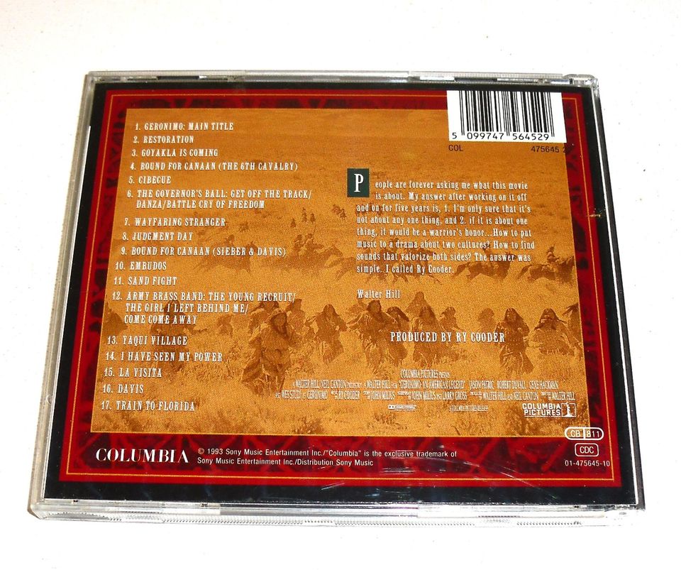 CD  Ry Cooder – Geronimo - Original Motion Picture Soundtrack in Berlin