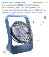 Tischventilator USB 20000mAh Ventilator Leise Luft Sachsen - Grimma Vorschau