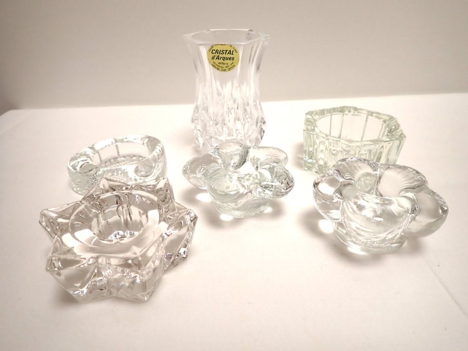 Vintage Kristall und Glas Deko Paket Vase Salznapf Kerzenständer in Geldern