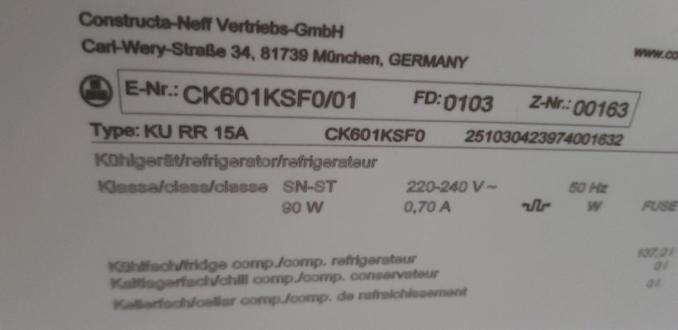 !!!NEU!!! Neff Kühlschrank KU RR 15A !!!NEU!!! in Schorndorf