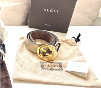 ☆ Gucci Gürtel Leder Signatur Gr. 85 creme naturweiss gold Bonn - Dottendorf Vorschau