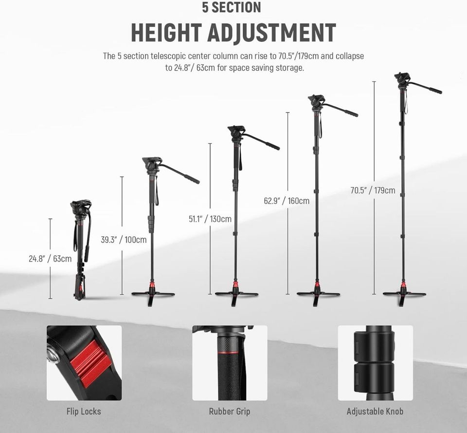 NEEWER GM76 179cm Pro Kamera Einbeinstativ in Nümbrecht