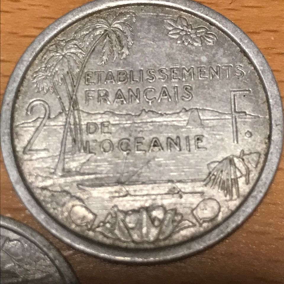 3 Münzen Französisch Polynesien 5,2 u.1 Franc in Gilching
