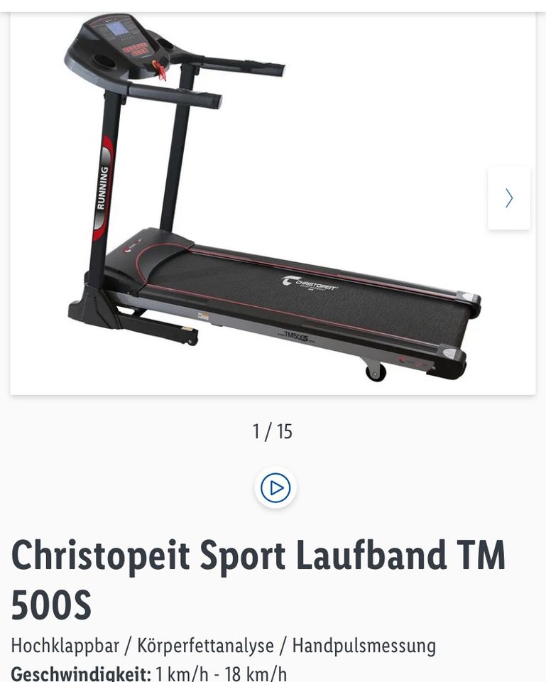 Christopeit Sport Laufband TM 500S mit Bodenschutzmatte in  Baden-Württemberg - Ulm | eBay Kleinanzeigen ist jetzt Kleinanzeigen