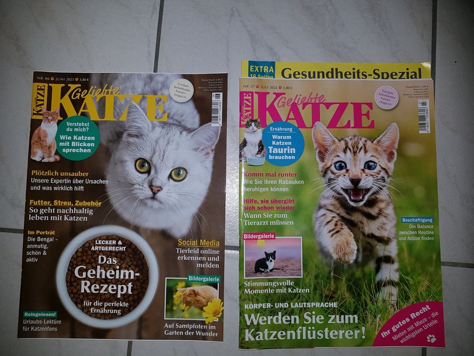 6x Zeitschriften Geliebte Katze 06+07+08+09+10 / 2023 + 01/2024 in Biebergemünd
