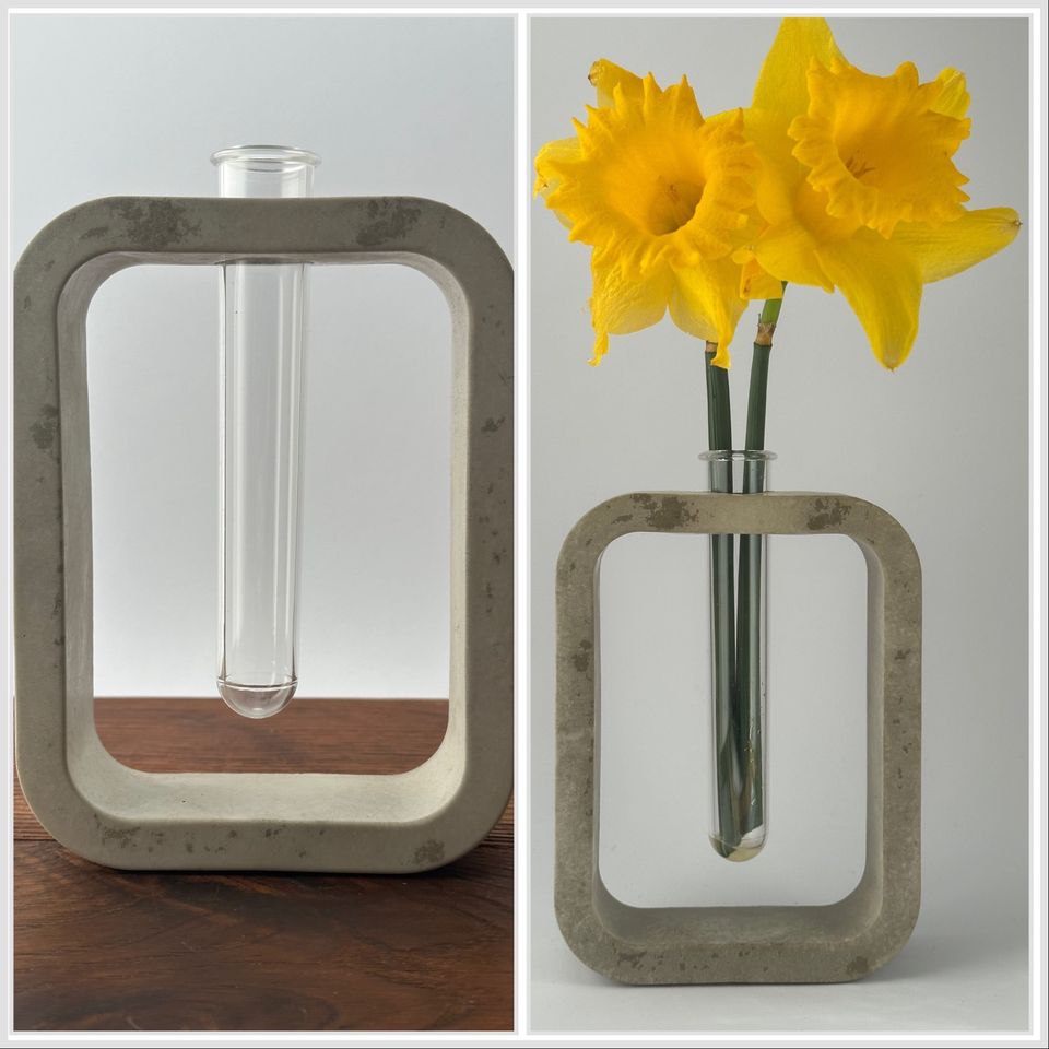 Betonvase mit Reagenzglas Vase für z.B. Blumen Deko DIY Beton NEU in Willingshausen