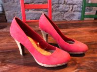 WIE NEU - Pumps / High Heels rotes Veloursleder mit Kork Baden-Württemberg - Nußloch Vorschau