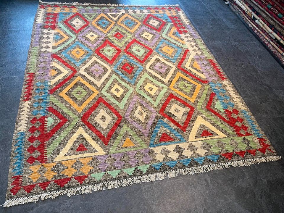 Afghan Kelim 191x153 KilimTeppich Handarbeit rug wolle geometrie in Berlin