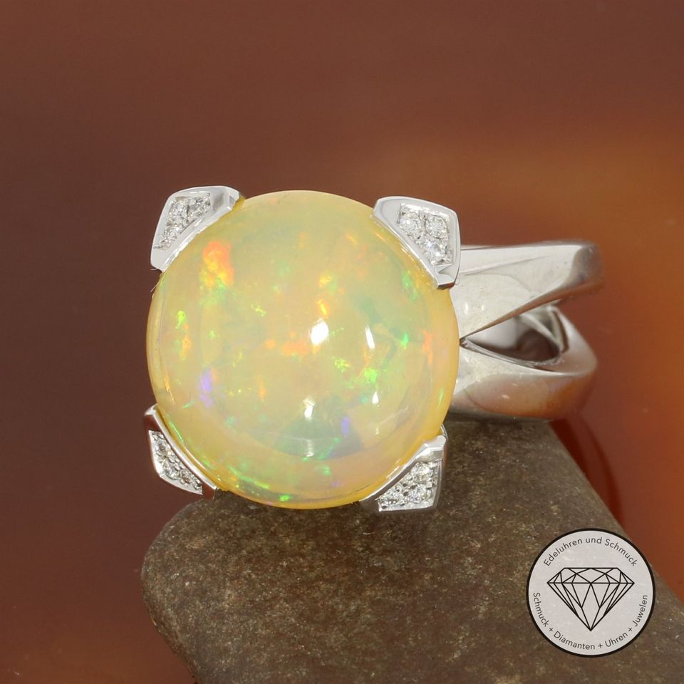 Wert 7.500,- Voll Opal Brillant Ring 750/18 KT Gold xxyy 184293 in Dortmund