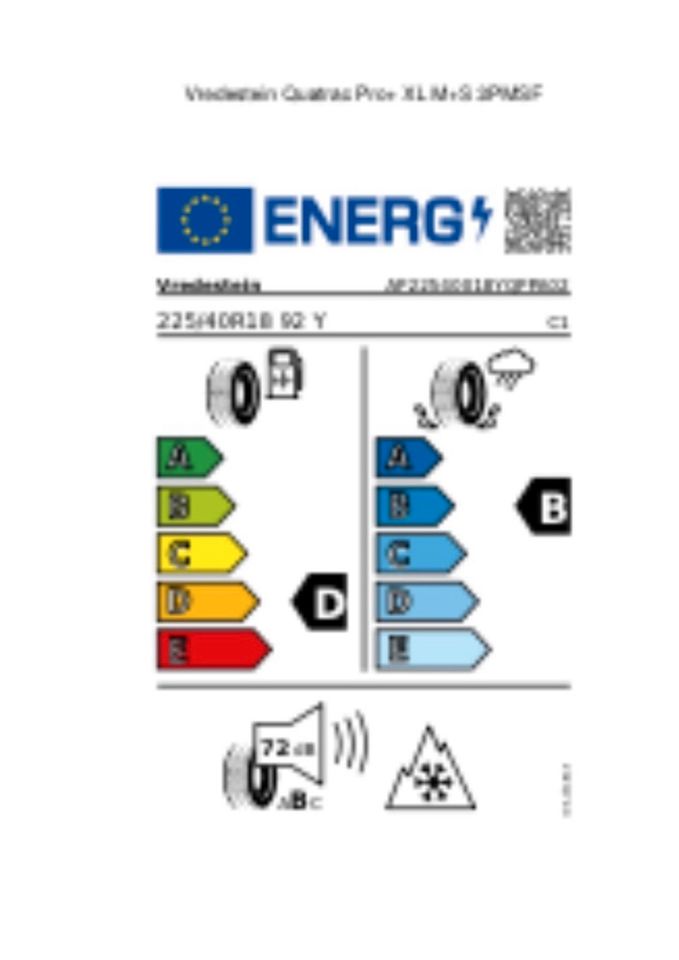 Allwetterreifen 225/40R18 92Y Vredestein Quatrac Pro+ XL in Essen